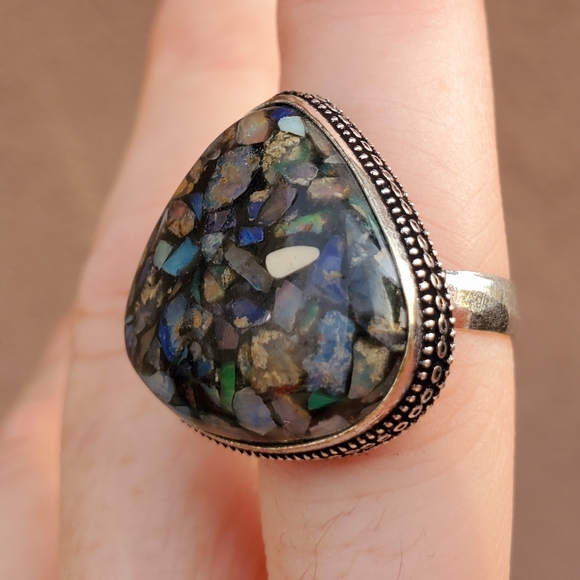New Copper Ethiopian Opal 925 Silver Ring. - Picture 7 of 16